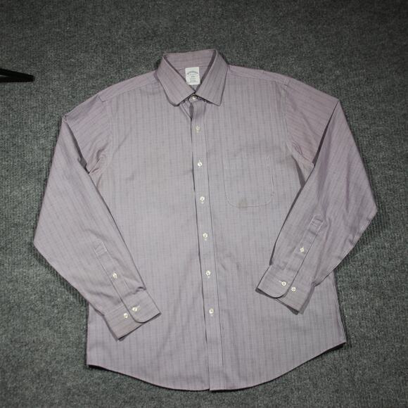 Vintage Brooks Brothers Button Down Shirt Mens 16 4/5 Purple Graph Check Plaid - Picture 3 of 7